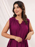 Janasya Women's Wine Rayon Solid A line Dress